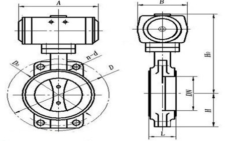 氣動高真(zhen)空蝶閥結構圖