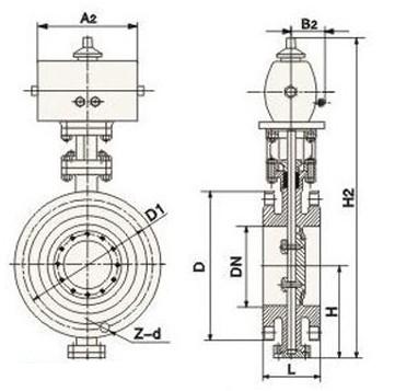 對夾式(shì)氣動硬密封(fēng)蝶閥 對夾式(shi)氣動硬密封(fēng)蝶閥