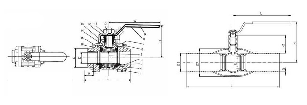 焊接球(qiú)閥結構圖 焊接(jie)球閥結構圖